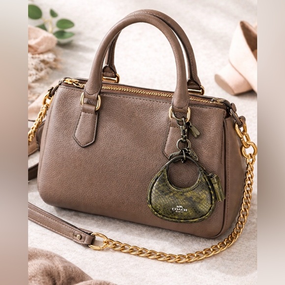 Coach Handbags - Coach Carmen Snake Print Bag Charm - Olive Green